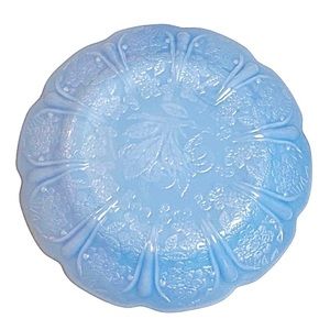 1930s Vintage Jeannette Cherry Blossom Delphite Blue Childs 5 7/8” Desse…